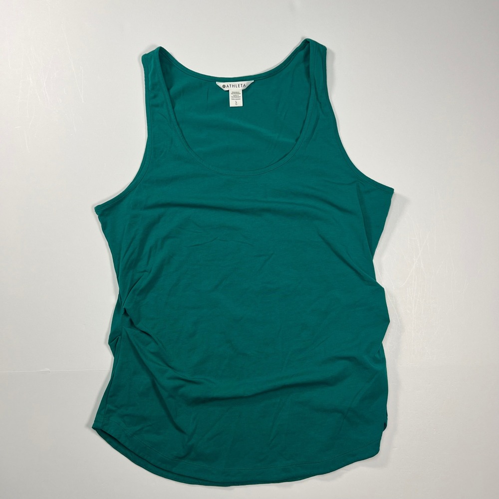 Athleta Outbound Scoop Neck Tank Top Women Large Teal Green Activewear 613890